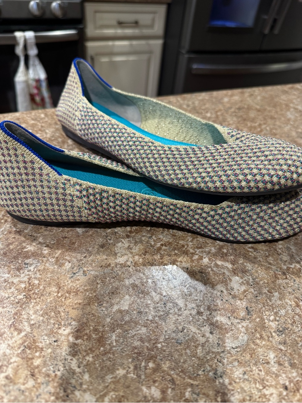 Rothy's Tweed Ballet Flats with Teal Lining
